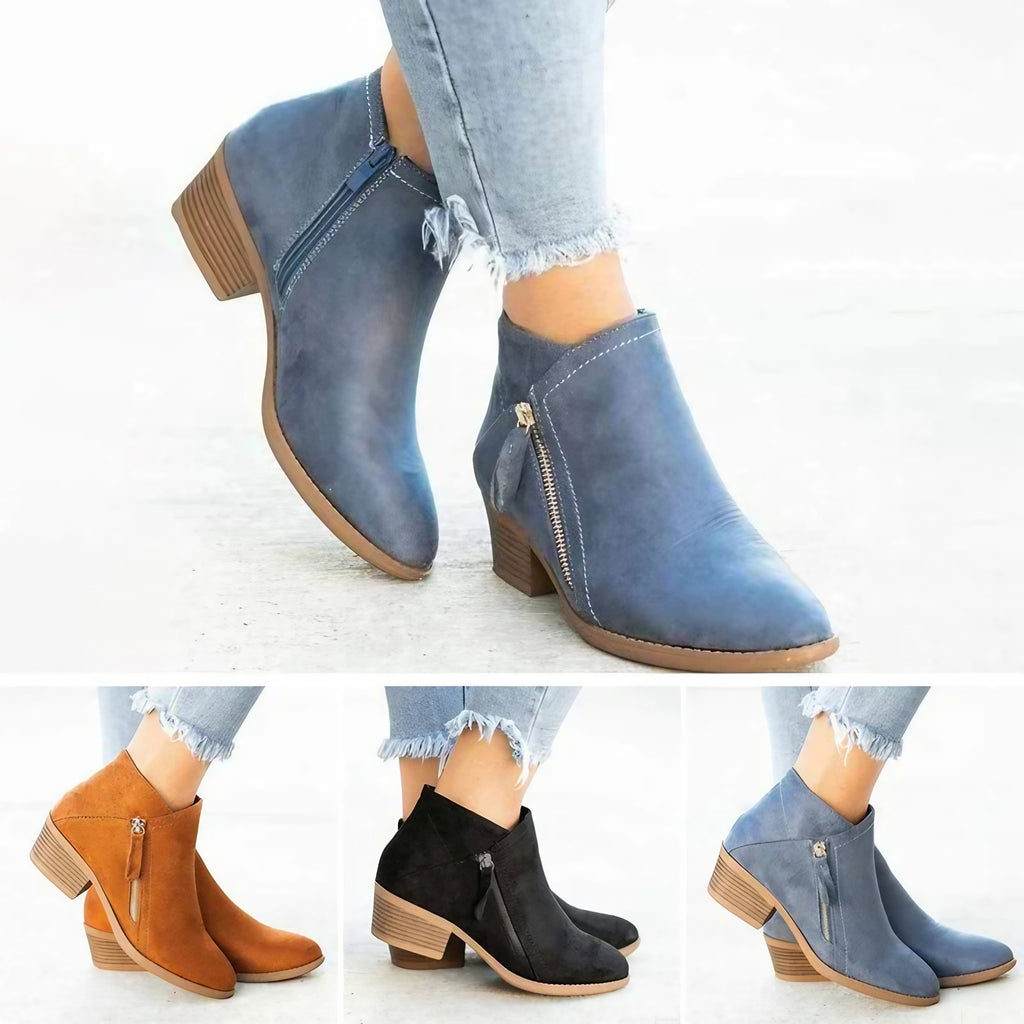Bottes orthopédiques femme à zip latéral, talon et plateforme