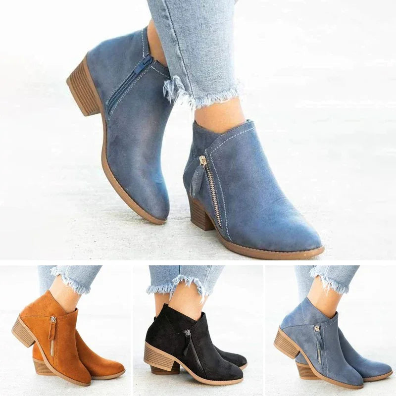 Bottes orthopédiques femme à zip latéral, talon et plateforme