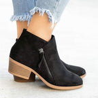 Bottes orthopédiques femme à zip latéral, talon et plateforme, noir
