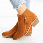 Bottes orthopédiques femme à zip latéral, talon et plateforme, orange