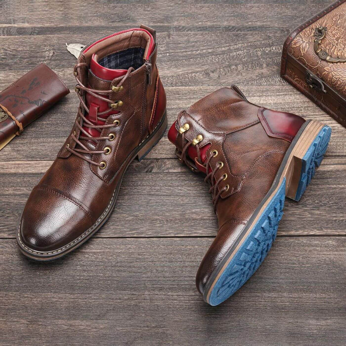 Boots homme style Oxford à lacets, finition polie, du 39 au 48