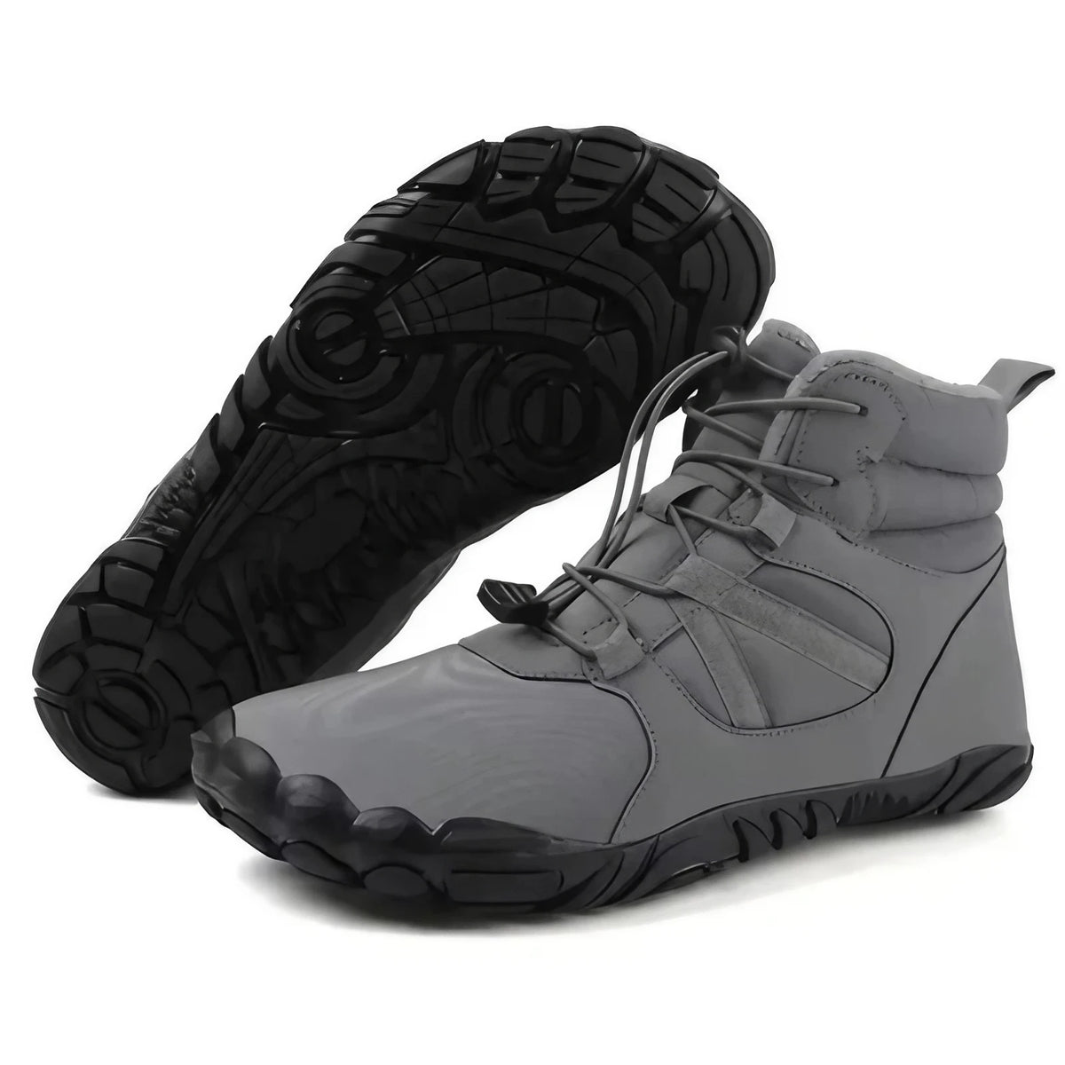 Bottes pieds nus d'hiver imperméables, doublure polaire, mixtes, gris