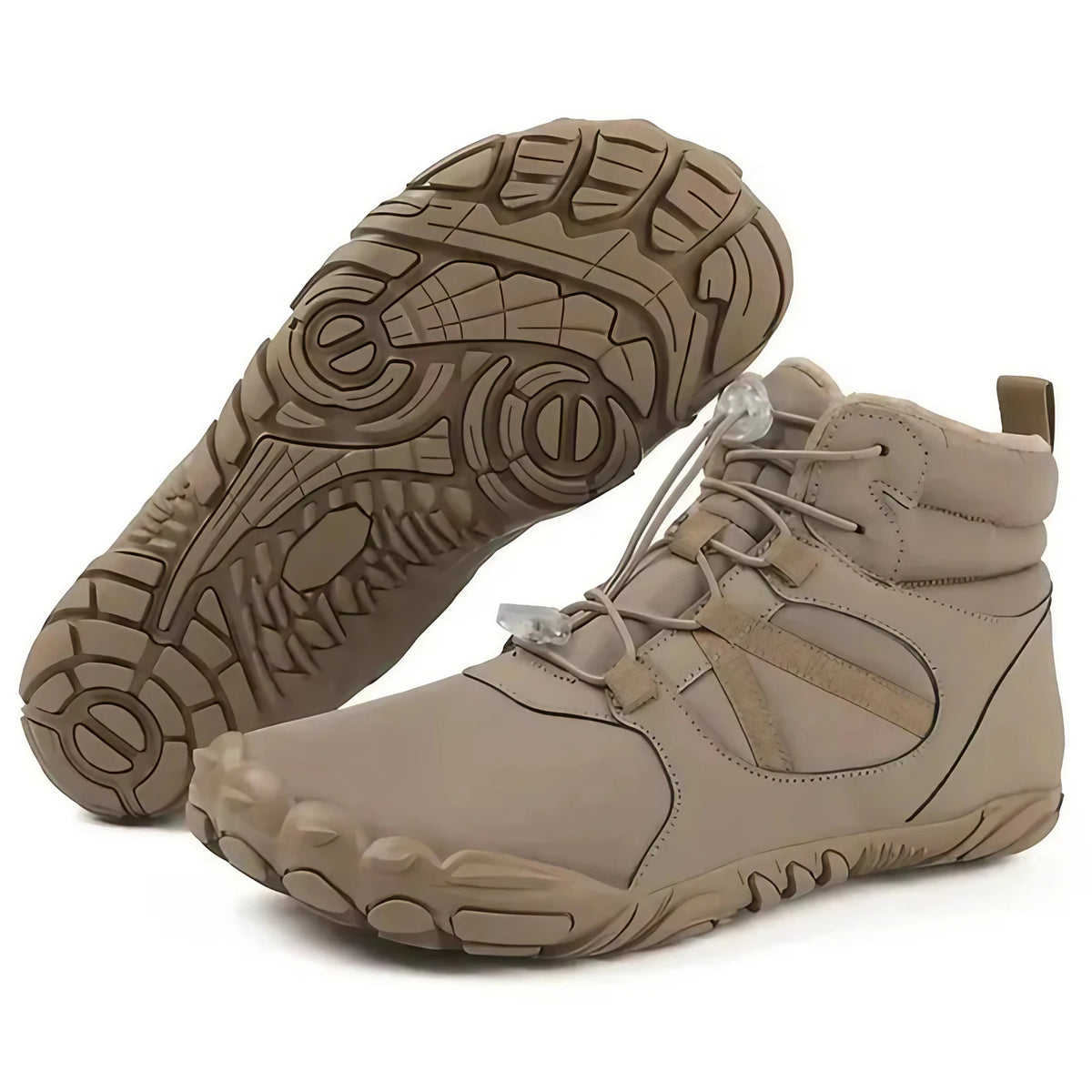 Bottes pieds nus d'hiver imperméables, doublure polaire, mixtes, kaki