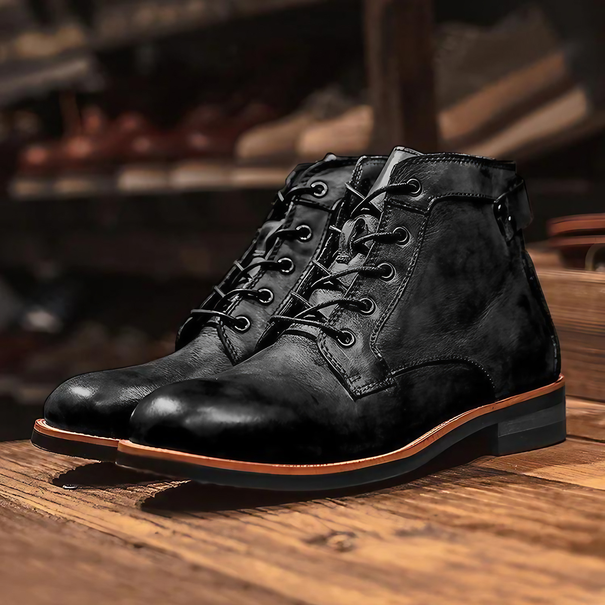 Bottes homme doublées pour l'hiver, brun ou noir, noir