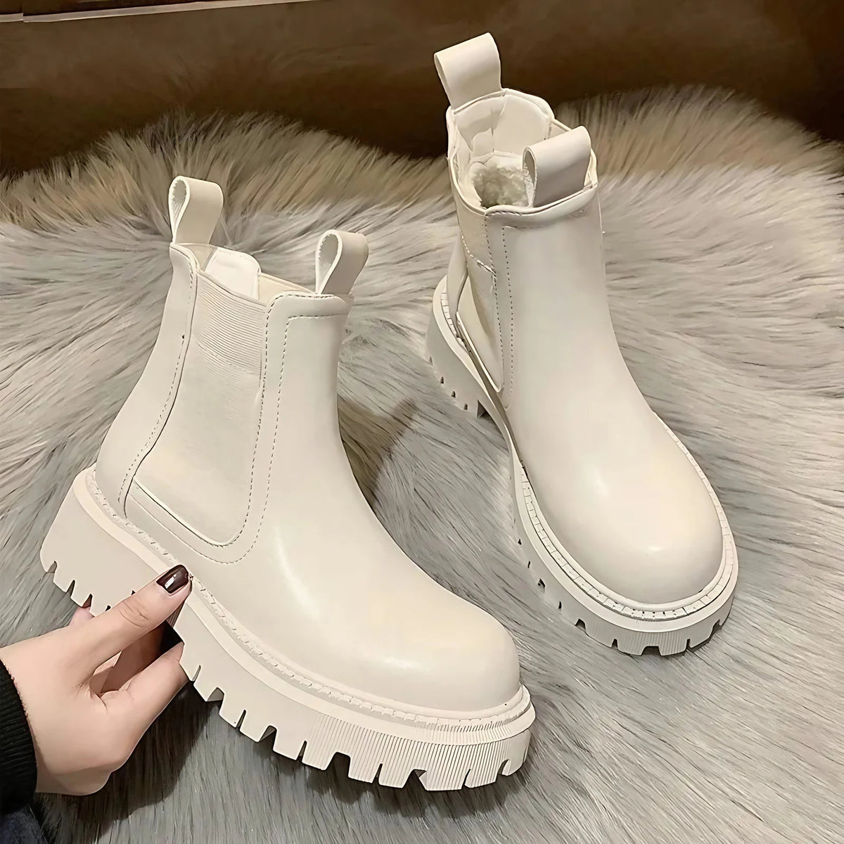 Bottes punk femme, noir, beige ou marron, du 35 au 40, beige