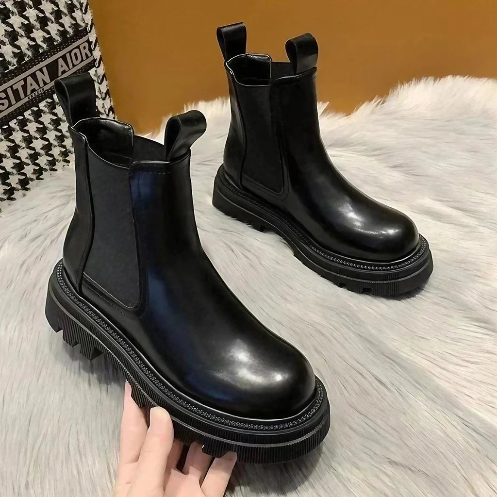 Bottes punk femme, noir, beige ou marron, du 35 au 40, noir