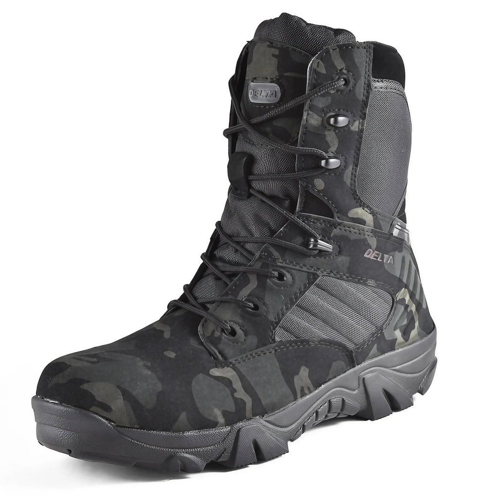 Bottes tactiques homme de randonnée à lacets, du 39 au 47, camouflage noir