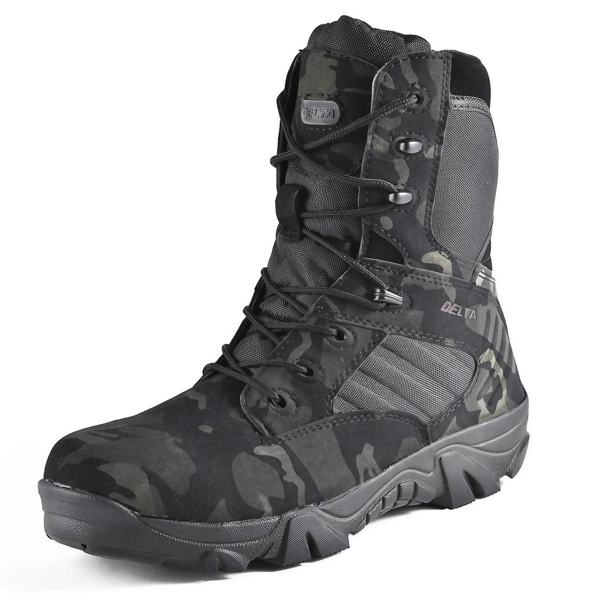 Bottes tactiques homme de randonnée à lacets, du 39 au 47, camouflage noir