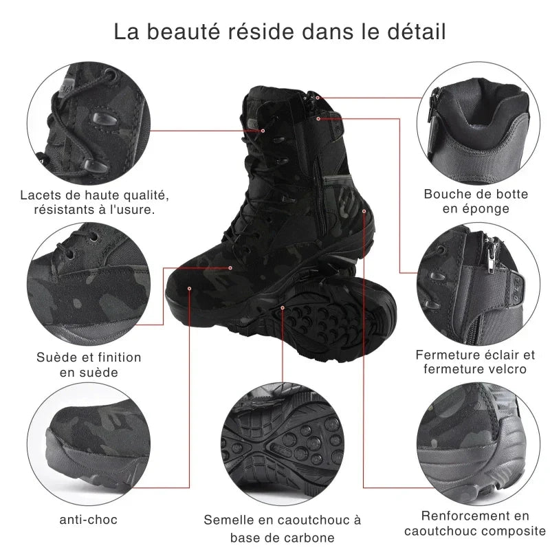 Bottes tactiques homme de randonnée à lacets, du 39 au 47