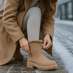 Bottes thermiques femme mi-mollet à zip, doublure peluche