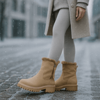 Bottes thermiques femme mi-mollet à zip, doublure peluche