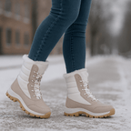 Bottes de neige femme matelassées à lacets, semelle gaufrée