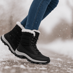 Bottes de neige femme matelassées à lacets, semelle gaufrée