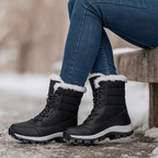 Bottes de neige femme matelassées à lacets, semelle gaufrée, noir