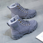 Bottines femme à lacets, semelle épaisse crantée, doublure chaude
