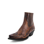 Bottes western mi-hautes brodées, bout pointu, noir ou marron