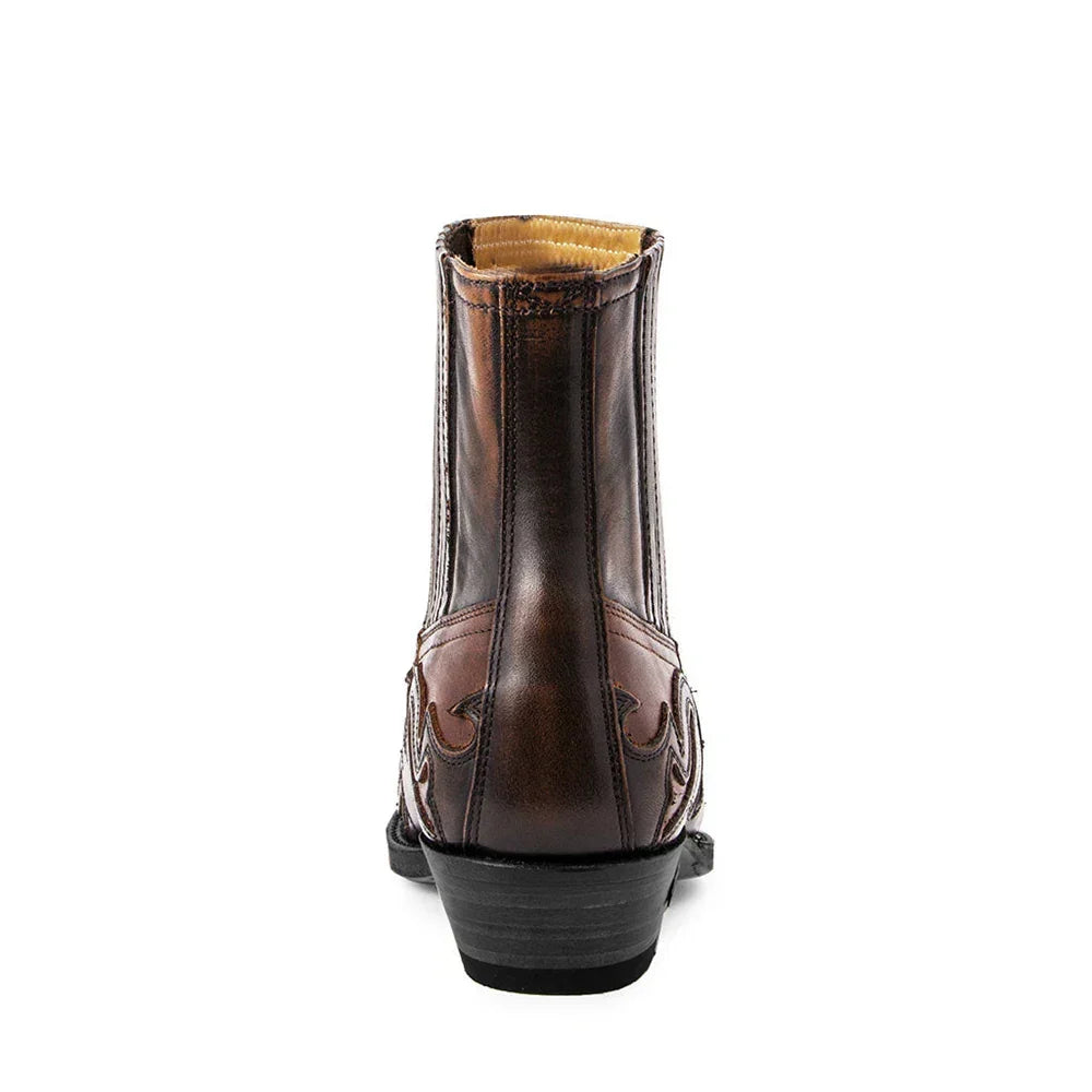 Bottes western mi-hautes brodées, bout pointu, noir ou marron