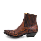 Bottes western mi-hautes brodées, bout pointu, noir ou marron, marron