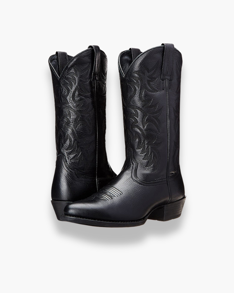 Bottes western femme à coutures apparentes, du 38 au 48, noir