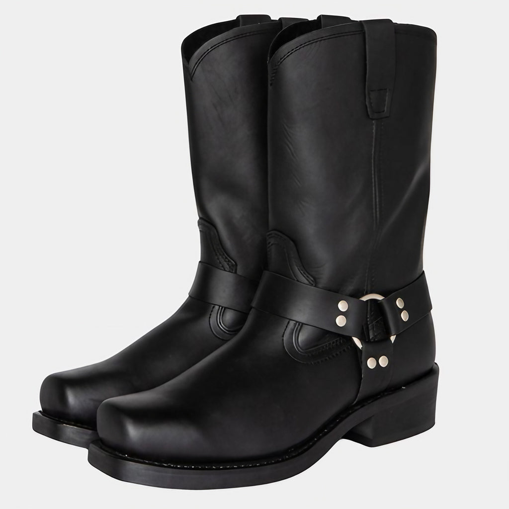 Bottes western mixtes à tige mi-mollet, trois coloris, du 39 au 46, noir