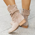 Bottines basses femme bout rond, talon bas, cinq coloris, abricot