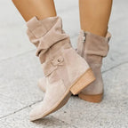 Bottines basses femme bout rond, talon bas, cinq coloris, abricot