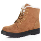 Bottines femme fourrées en daim synthétique, semelle antidérapante, marron