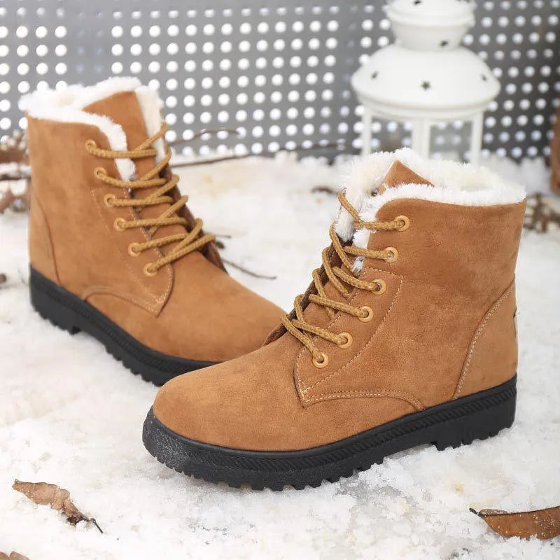Bottines femme fourrées en daim synthétique, semelle antidérapante