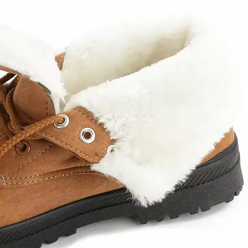 Bottines femme fourrées en daim synthétique, semelle antidérapante