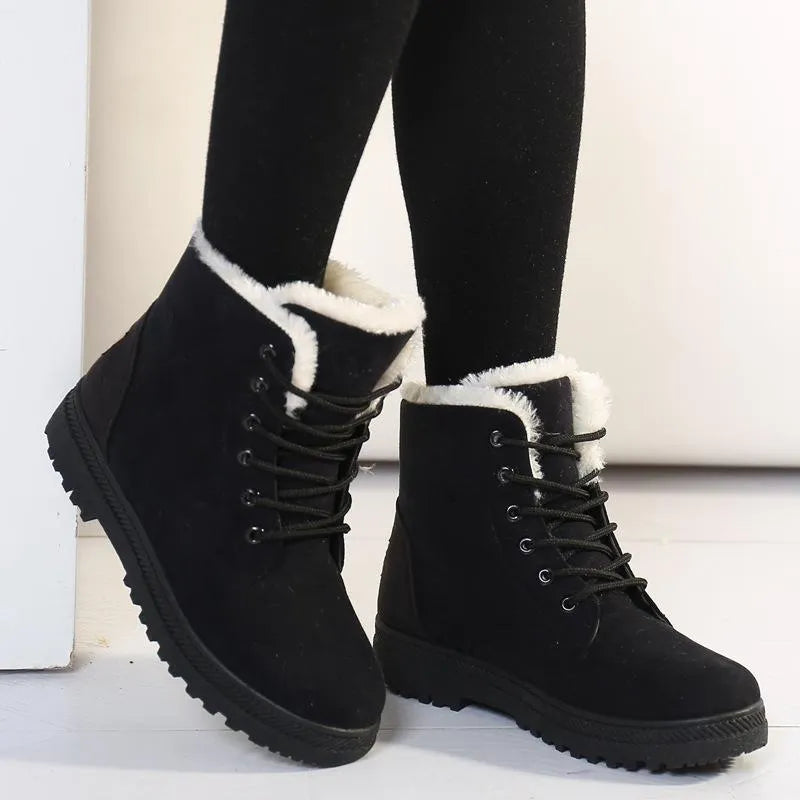 Bottines femme fourrées en daim synthétique, semelle antidérapante