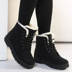 Bottines femme fourrées en daim synthétique, semelle antidérapante
