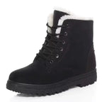 Bottines femme fourrées en daim synthétique, semelle antidérapante, noir