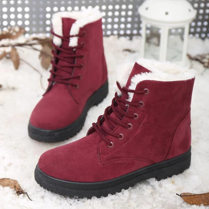 Bottines femme fourrées en daim synthétique, semelle antidérapante