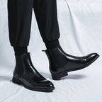 Bottines Chelsea homme à enfiler, bout droit, noir ou rouge