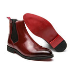 Bottines Chelsea homme à enfiler, bout droit, noir ou rouge, rouge
