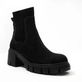 Bottines Chelsea femme en daim synthétique, talon carré, noir