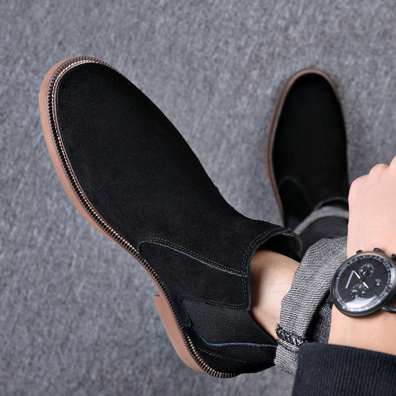 Bottines Chelsea homme à élastiques, bout rond, noir ou café
