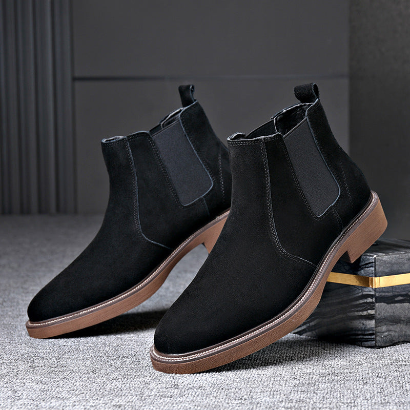Bottines Chelsea homme à élastiques, bout rond, noir ou café
