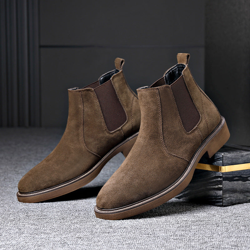 Bottines Chelsea homme à élastiques, bout rond, noir ou café
