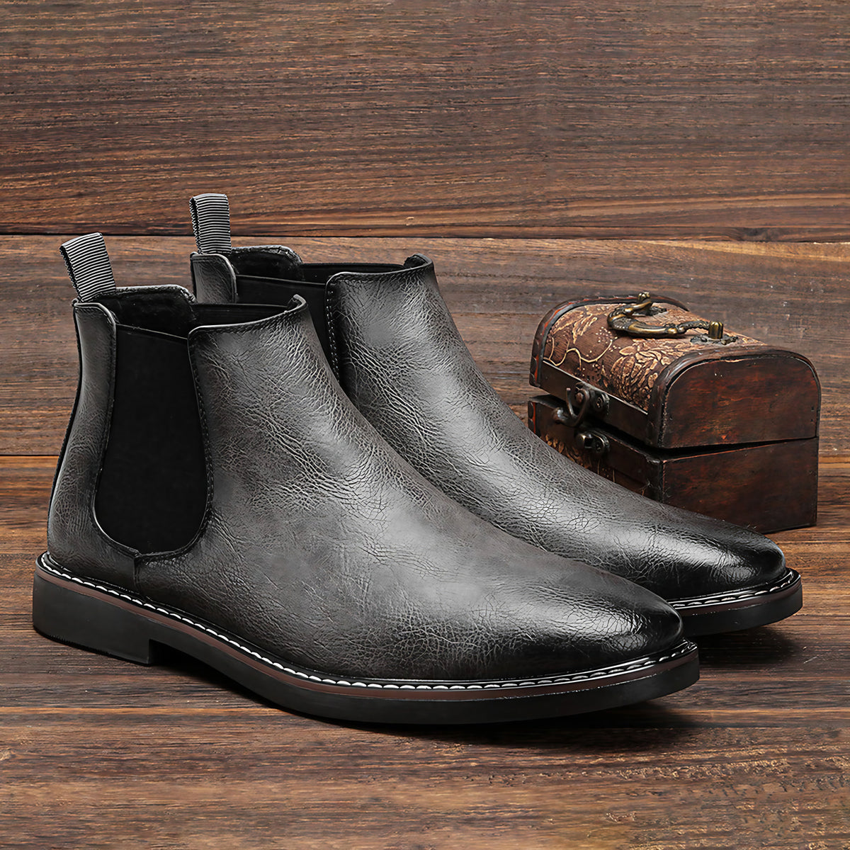 Bottines Chelsea homme classiques, à enfiler, du 40 au 46, gris