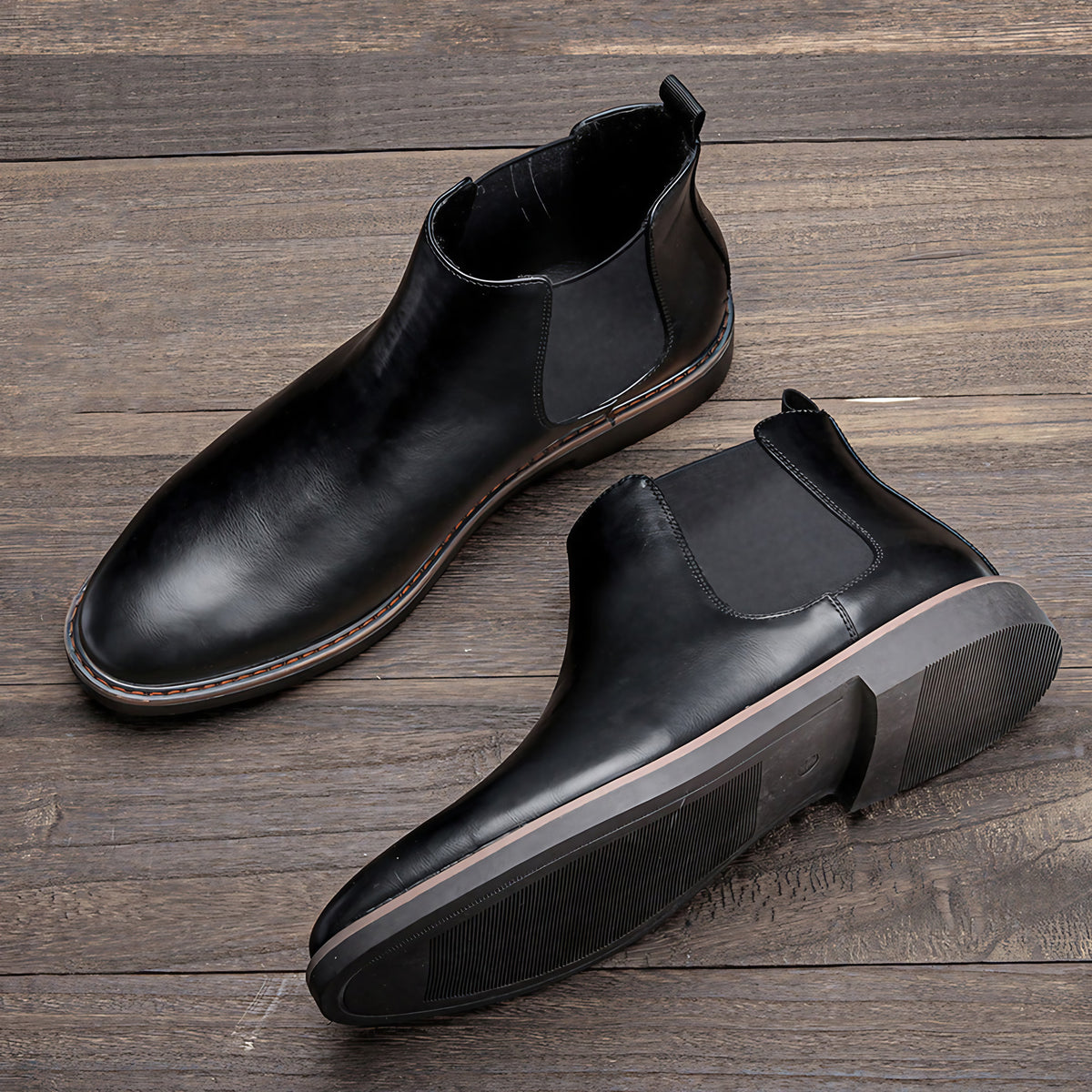 Bottines Chelsea homme classiques, à enfiler, du 40 au 46, noir