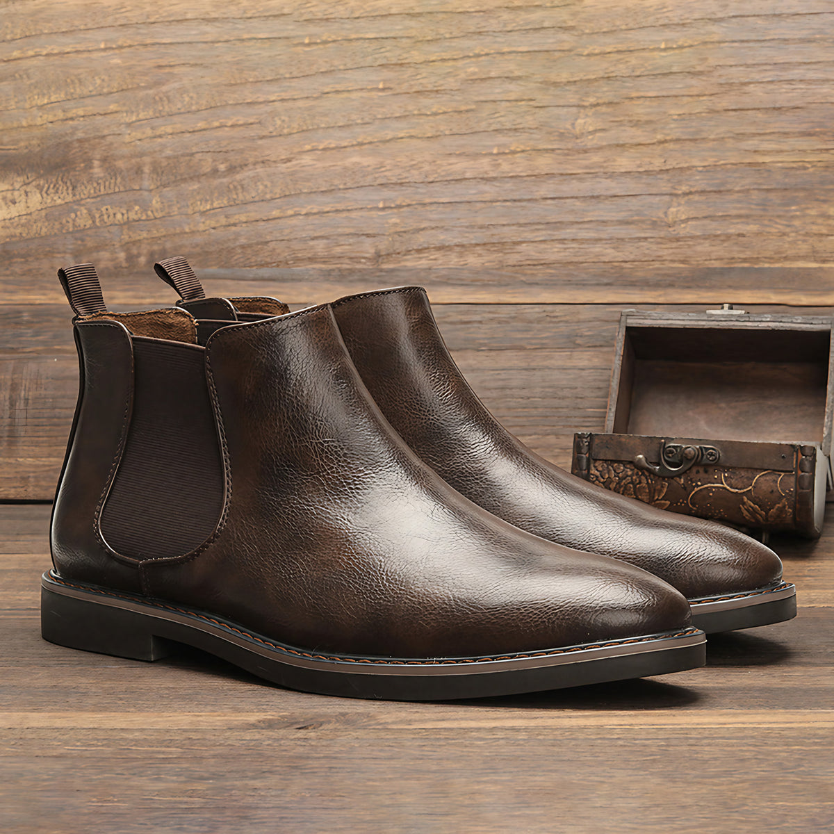 Bottines Chelsea homme classiques, à enfiler, du 40 au 46, marron foncé