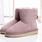 Bottines d'hiver femme en daim, doublure fourrure synthétique, rose