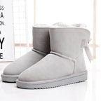 Bottines d'hiver femme en daim, doublure fourrure synthétique, gris