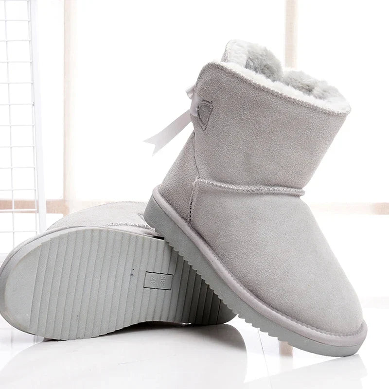 Bottines d'hiver femme en daim, doublure fourrure synthétique