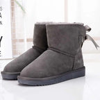 Bottines d'hiver femme en daim, doublure fourrure synthétique, gris foncé