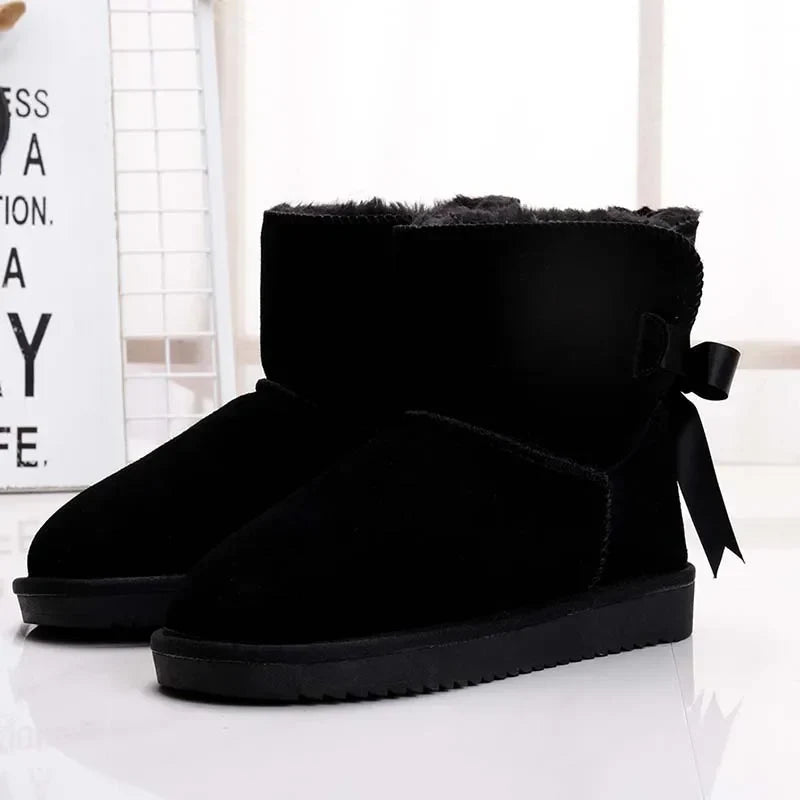 Bottines d'hiver femme en daim, doublure fourrure synthétique, noir