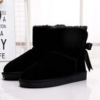 Bottines d'hiver femme en daim, doublure fourrure synthétique, noir