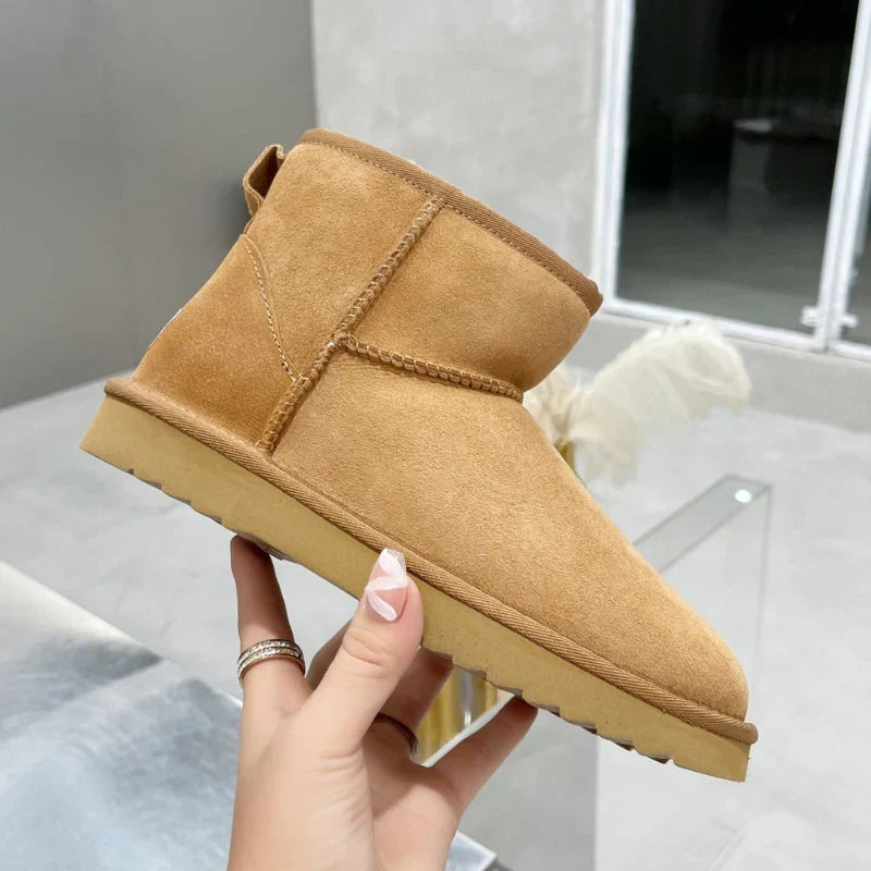 Bottines d'hiver femme en simili daim, doublure fausse fourrure