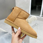 Bottines d'hiver femme en simili daim, doublure fausse fourrure